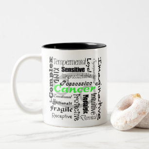 Kankerastrologie Zodiac Horoscope Collage Patroon Tweekleurige Koffiemok