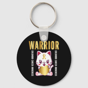 Kankerbewustzijn bij kinderen Warrior Cute Kat  Sleutelhanger