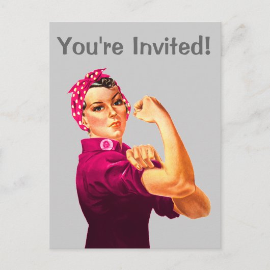 Kankerbewustzijn Rosie De Riveter Uitnodiging Briefkaart (Voorkant)