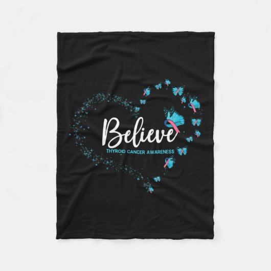 Kankerbewustzijn vlinder gelooft fleece deken (Voorkant)