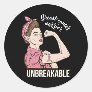 Kankerbewustzijn voor haar Warrior Unbreakable Sup Ronde Sticker