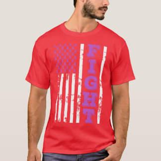 Kankerbewustzijnsstrijd Amerikaanse vlag 4th of Ju T-shirt