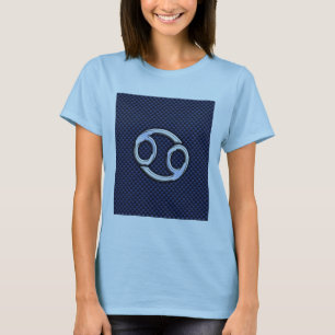 Kankerdierentuin op afdruk van blauwe koolstofveze t-shirt