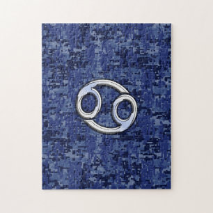 Kankerdierentuin op Navy Blue Digital Camo Legpuzzel