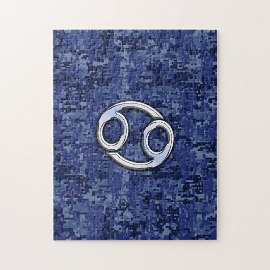 Kankerdierentuin op Navy Blue Digital Camo Legpuzzel (Verticaal)