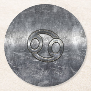 Kankerdiersymbool in industriële stijl ronde kartonnen onderzetter