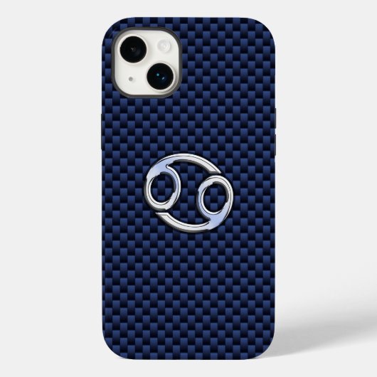 Kankerdiersymbool Navy Blue Carbon Fiber Case-Mate iPhone Case (Achterkant)