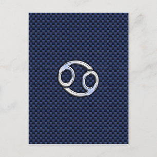 Kankerdiersymbool Navy Blue Carbon Fiber Print Briefkaart