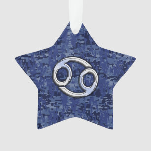 Kankerdiersymbool Navy Blue Digital Camouflage Ornament