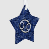 Kankerdiersymbool Navy Blue Digital Camouflage Ornament (voorkant)