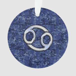 Kankerdiersymbool Navy Blue Digital Camouflage Ornament