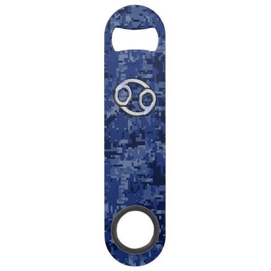 Kankerdiersymbool Navy Blue Digital Camouflage Speed Flessenopener (Voorkant)