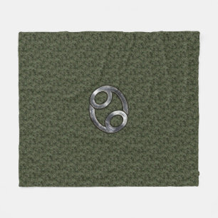 Kankerdiersymbool op groene digitale camo fleece deken