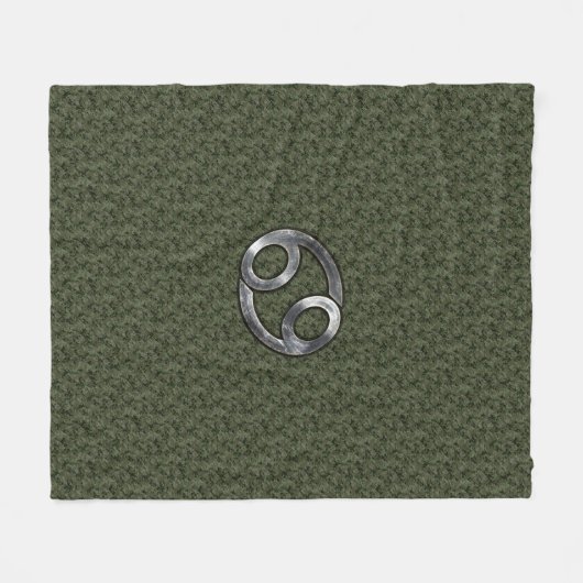 Kankerdiersymbool op groene digitale camo fleece deken (Voorkant (Horizontaal))