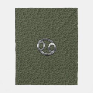 Kankerdiersymbool op groene digitale camo fleece deken