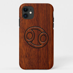 Kankerdiersymbool op Mahogany Style Decor iPhone 11 Hoesje