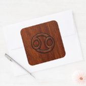 Kankerdiersymbool op Mahogany Style Decor Vierkante Sticker (Envelop)