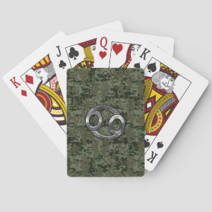 Kankerdiersymbool op Woodland Digital Camo Pokerkaarten