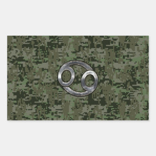 Kankerdiersymbool op Woodland Digital Camo Rechthoekige Sticker