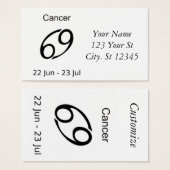 Kankerkrab Zodiac Thunder_Cove Visitekaartje (Voorkant /achterkant)