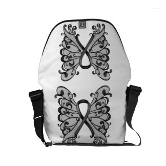 Kankerlint zwart met Butterfly Wings, Melanoma Messenger Bag