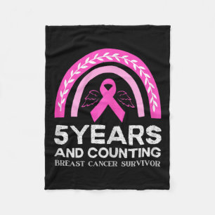 Kankeroverlevende T-shirt 5 jaar kankervrij roze R Fleece Deken