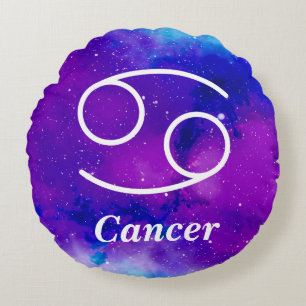 Kankersymbool Paarse blauwe ruimte Rond Kussen