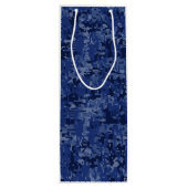Kankerteken op Navy Blue Digital Camouflage Wijn Cadeautas (Achterkant)