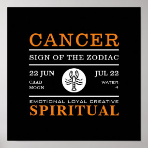 Kankerteken van het zodiale, astrologische Poster