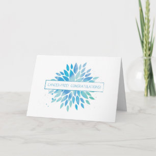 Kankervrije viering, blauw, Blauwgroen Waterverf F Kaart