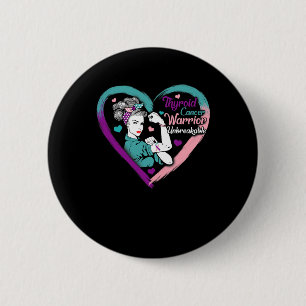 Kankervrouw Warrior Paarse Roze Ribbon Awareness Ronde Button 5,7 Cm