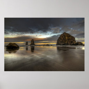 Kannon Beach Low Tide Oregon Pacific Ocean Poster