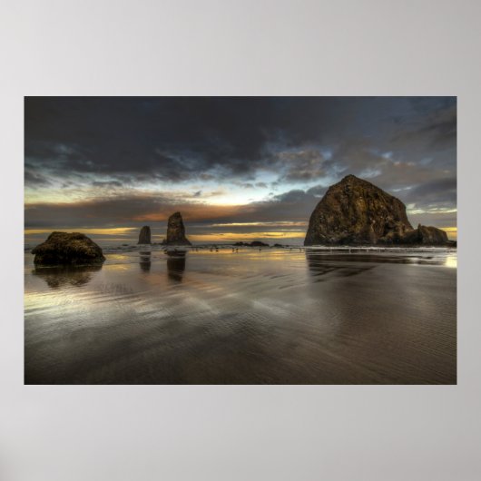 Kannon Beach Low Tide Oregon Pacific Ocean Poster (Voorkant)