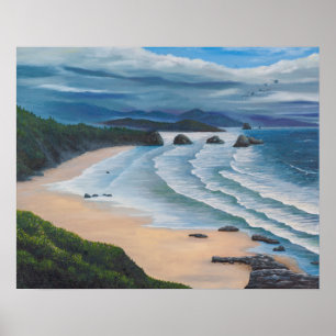Kannon Beach Seascape Painting Poster