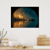 Kano en halve maan op een meer poster (Keuken)