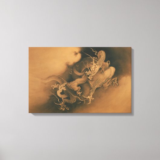 Kanō Hōgai Two Dragons in Clouds Canvas Afdruk (Voorkant)