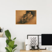 Kanō Hōgai Two Dragons in Clouds Poster (Thuiskantoor)