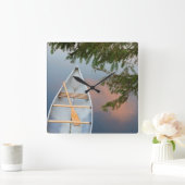 Kano op het meer bij zonsondergang in Canada Vierkante Klok (Huis)