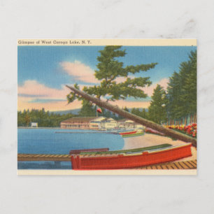 Kano op het West Caroga Lake, New York Briefkaart