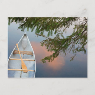Kano op meer bij zonsondergang, Canada Briefkaart