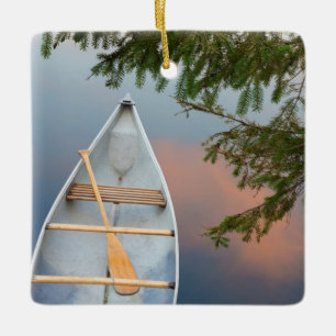 Kano op meer bij zonsondergang, Canada Keramisch Ornament
