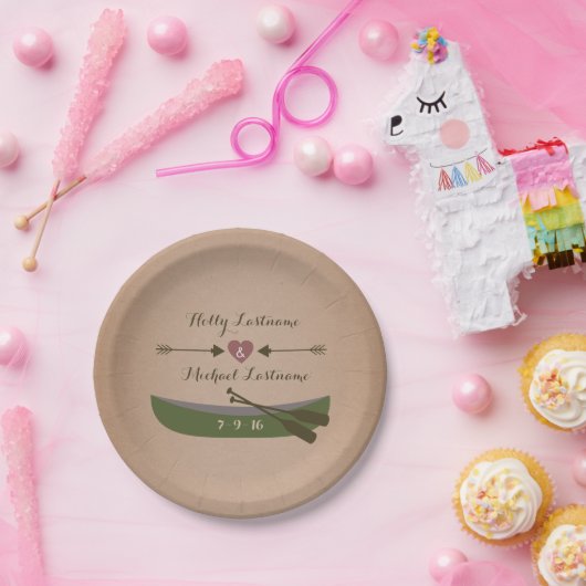 Kano + pijlen rustieke bruiloft papieren bordje (Feest)