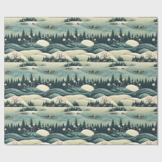 Kano Reis & River Flow Feather Patroon Ontwerp Cadeaupapier (Vlak)