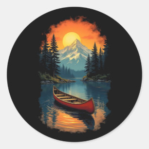 Kano Splash Adventure - Retro Lake Sunset Ronde Sticker