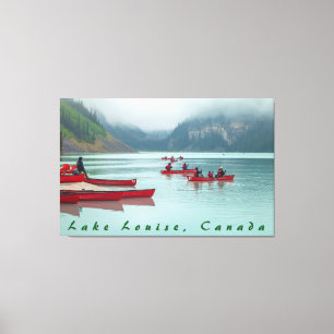 Kanoën in Lake Louise Canvas Afdruk