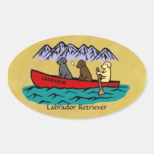 Kanoën Labrador Retrievers Ovale Sticker (Voorkant)
