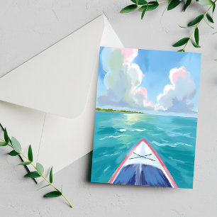 Kanoën Meer Dag Waterverfschilderij Kaart