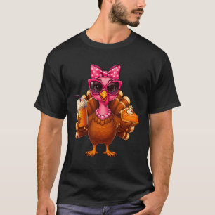 Kanoense Die Kalkoen Drinkt Koffie Boog Taart Kalk T-shirt