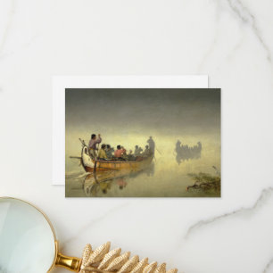 Kano's in Mist, Lake Superior door F.A. Hopkins Bedankkaart