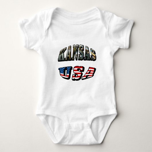 Kansas Afbeelding en USA Flag Font Romper (Voorkant)